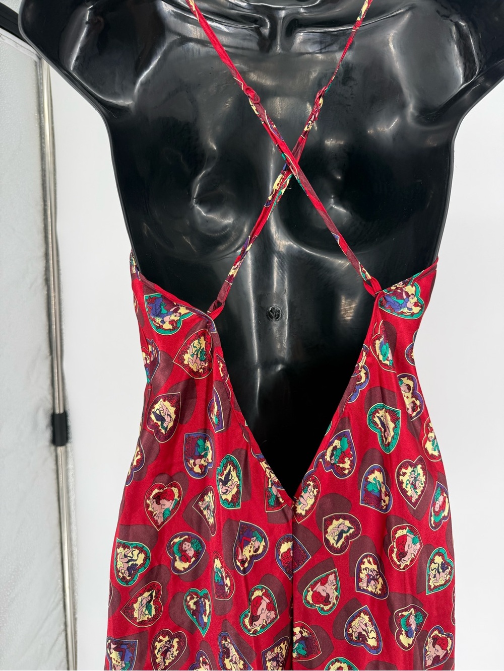 VTG Women’s Red Heart Printed Slip Dress szM - Picture 8 of 12